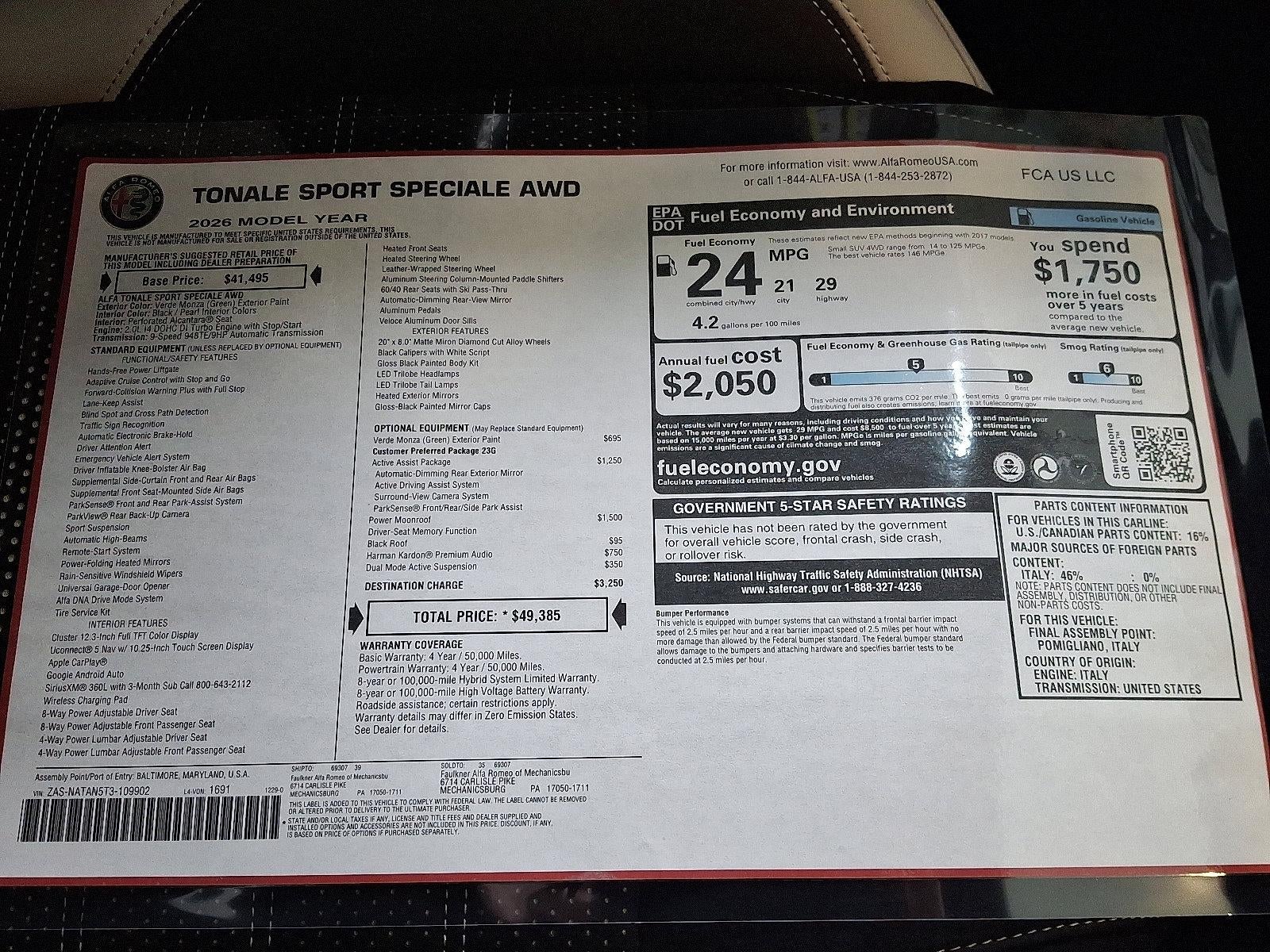 2026 Alfa Romeo Tonale Sport Speciale AWD