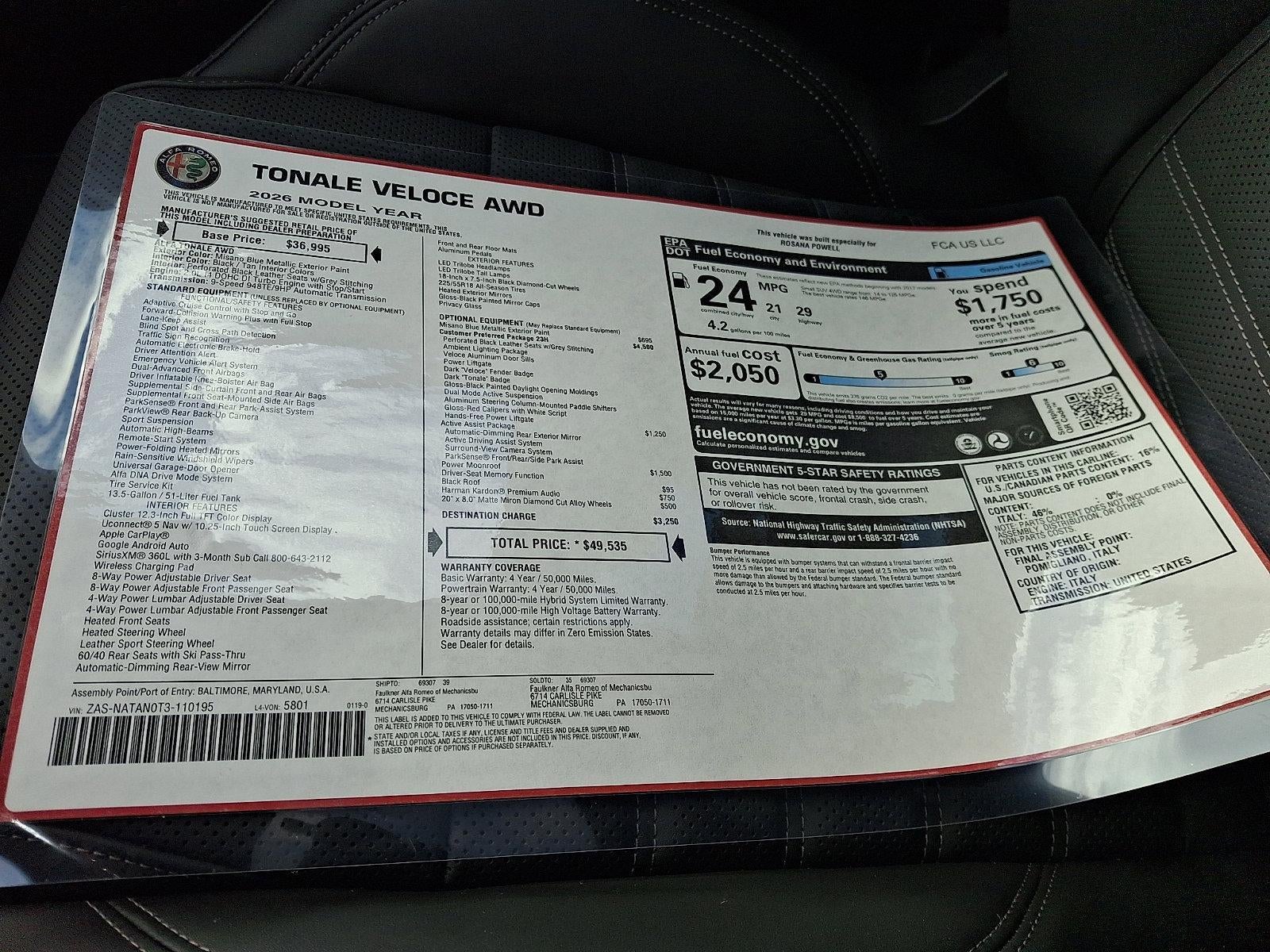 2026 Alfa Romeo Tonale Sport Speciale AWD