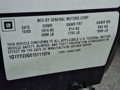 2001 Chevrolet Corvette 2dr Cpe