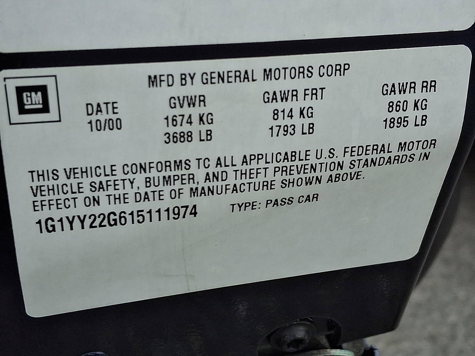 2001 Chevrolet Corvette 2dr Cpe