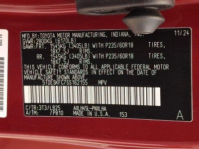 2025 Toyota Sienna Platinum AWD 7-Passenger (GS)