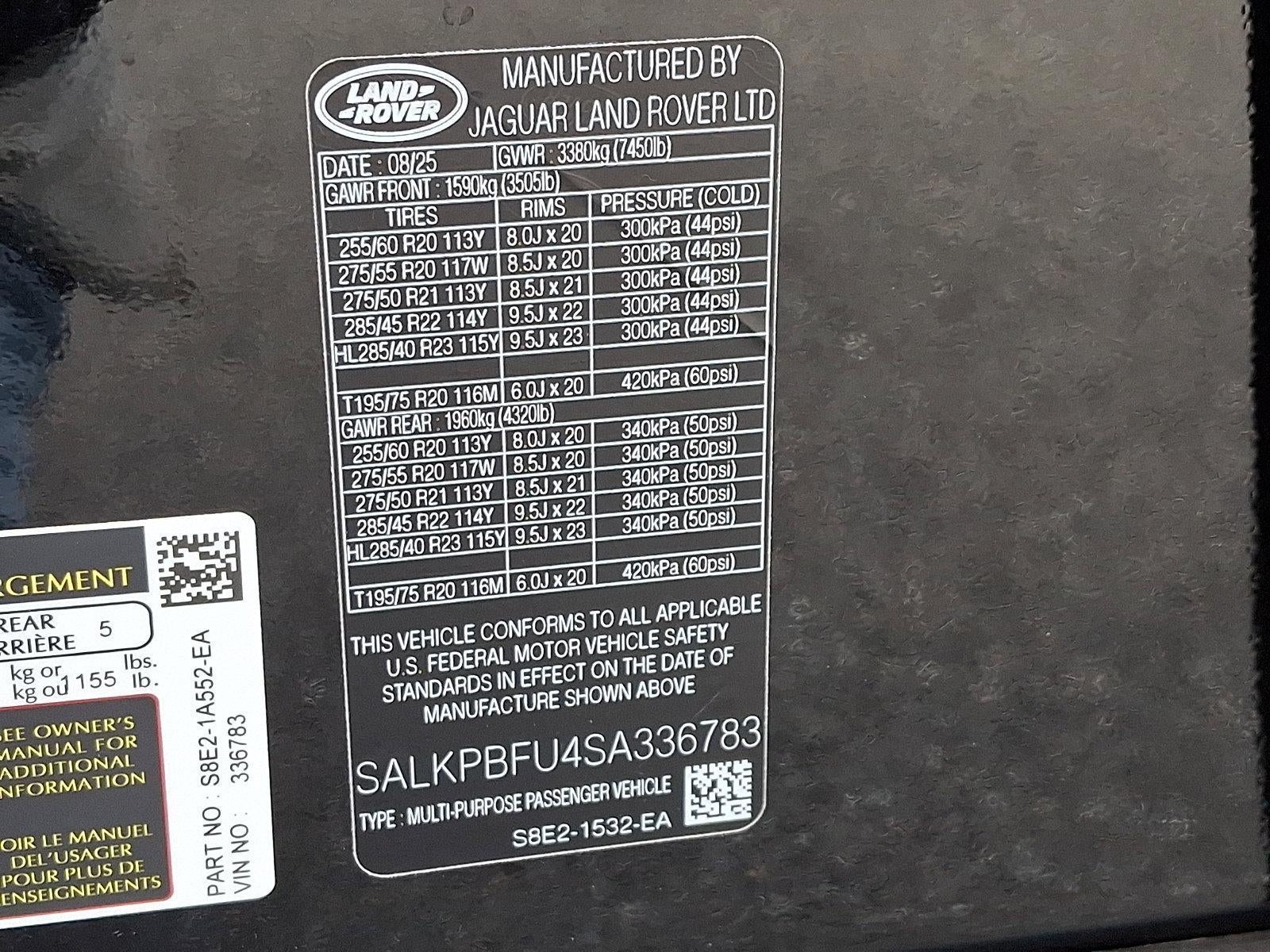 2025 Land Rover Range Rover P400 SE LWB 7 Seat