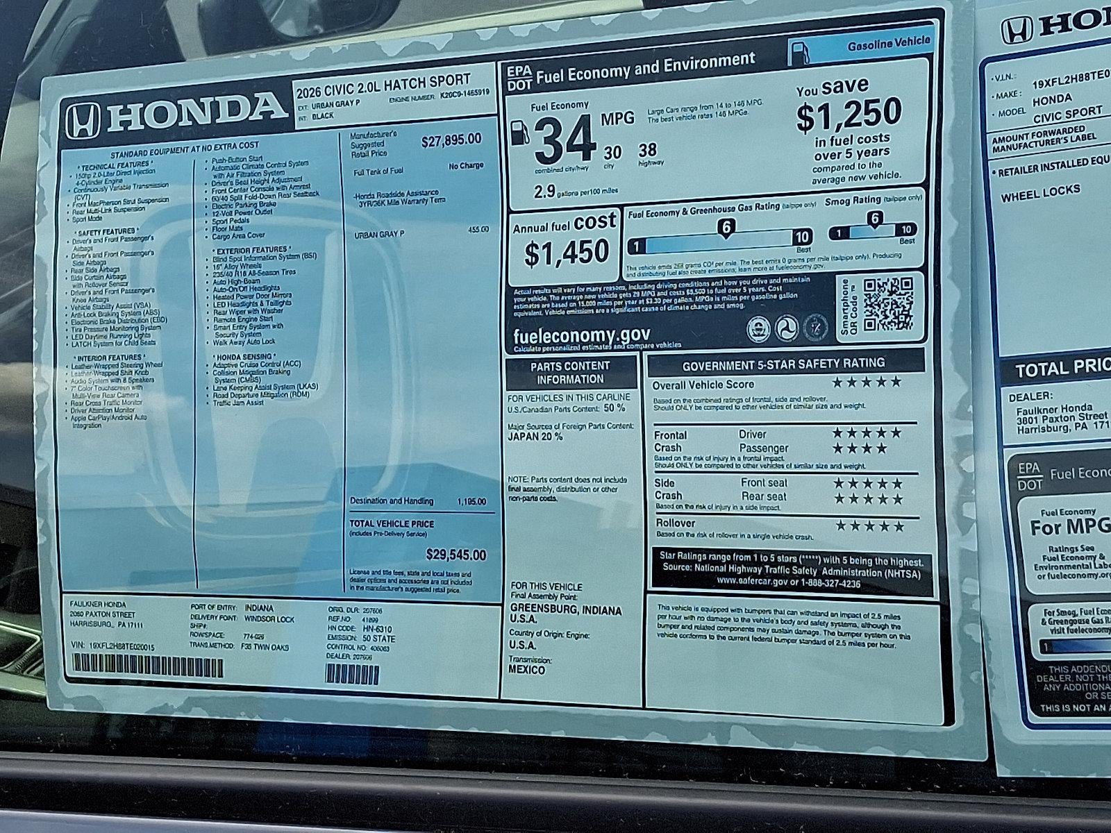 2026 Honda Civic Hatchback Sport CVT