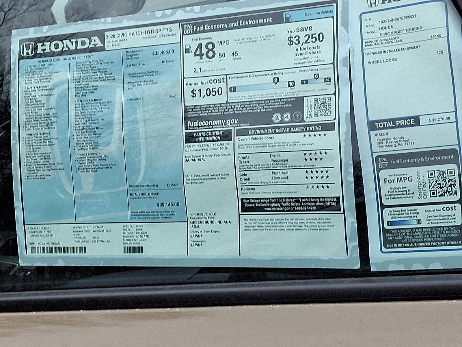 2026 Honda Civic Hatchback Hybrid Sport Touring CVT