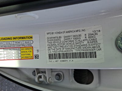 2018 Honda Accord Sedan Touring 2.0T Automatic