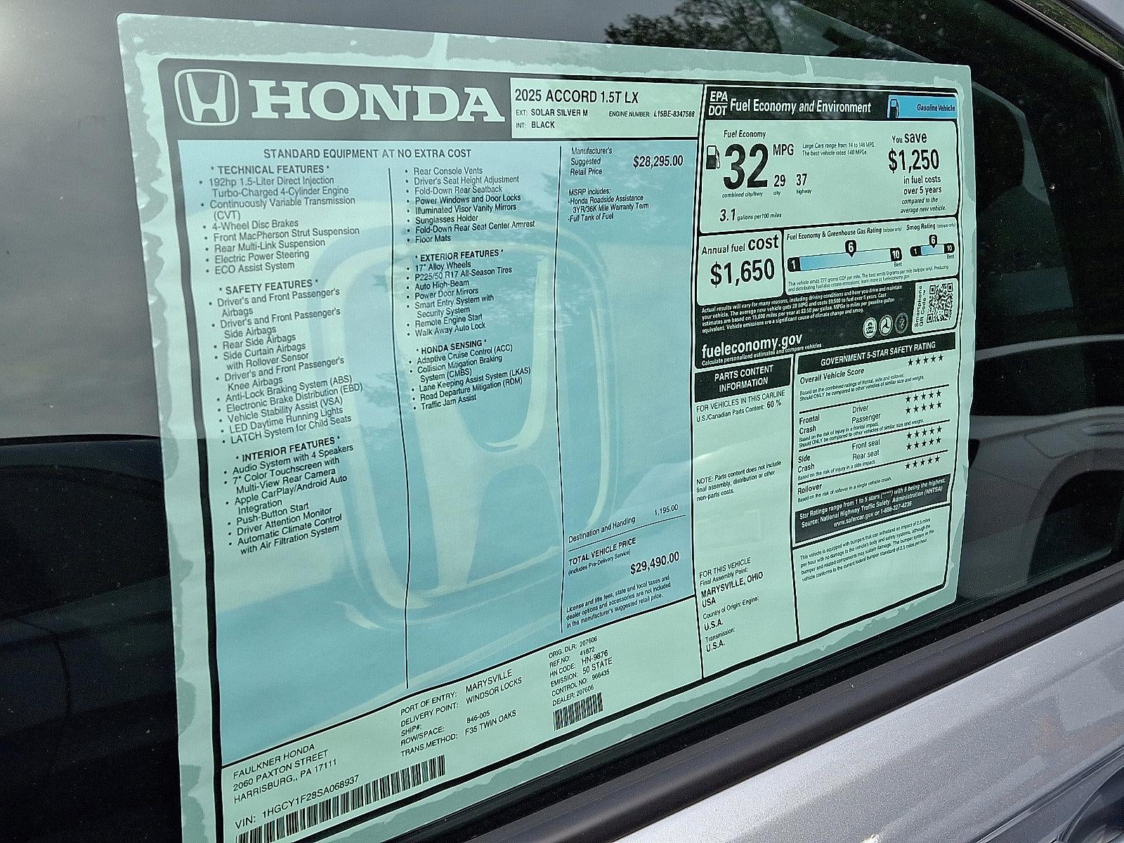 2025 Honda Accord Sedan LX CVT