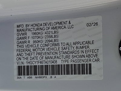 2026 Honda Accord Sedan SE CVT