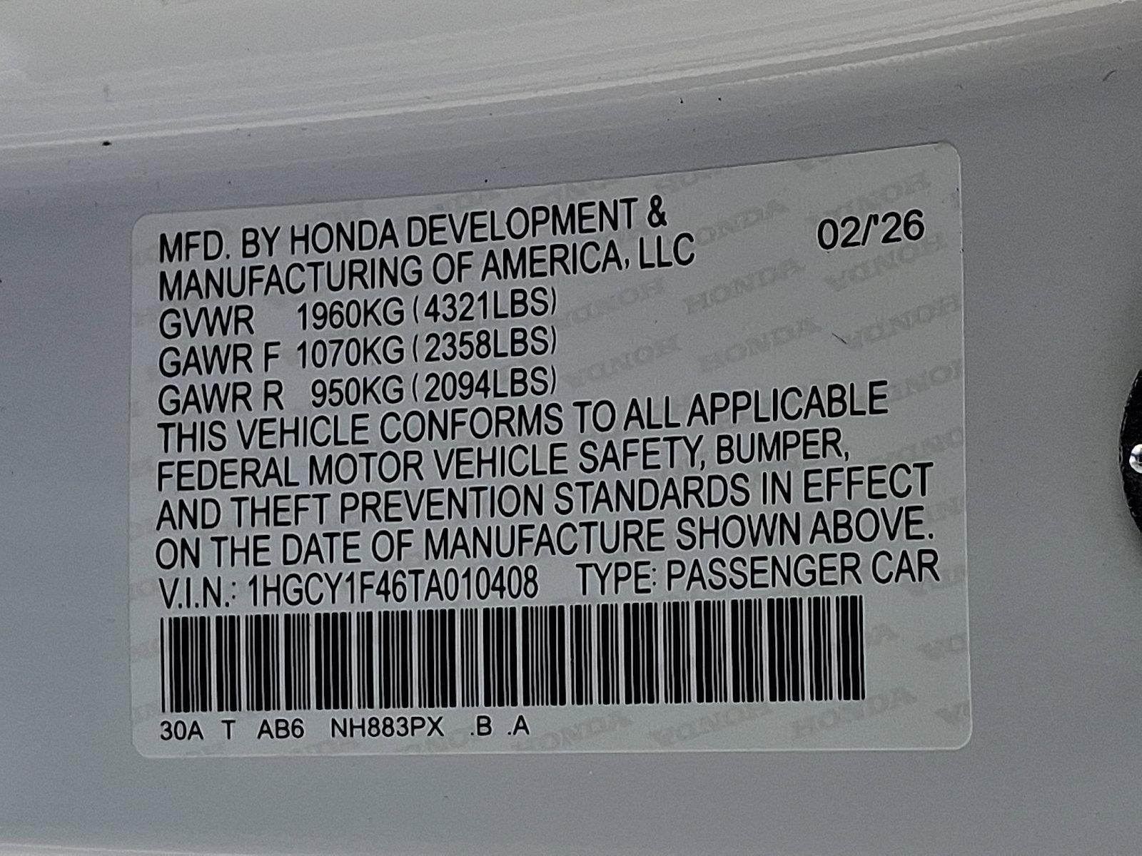 2026 Honda Accord Sedan SE CVT