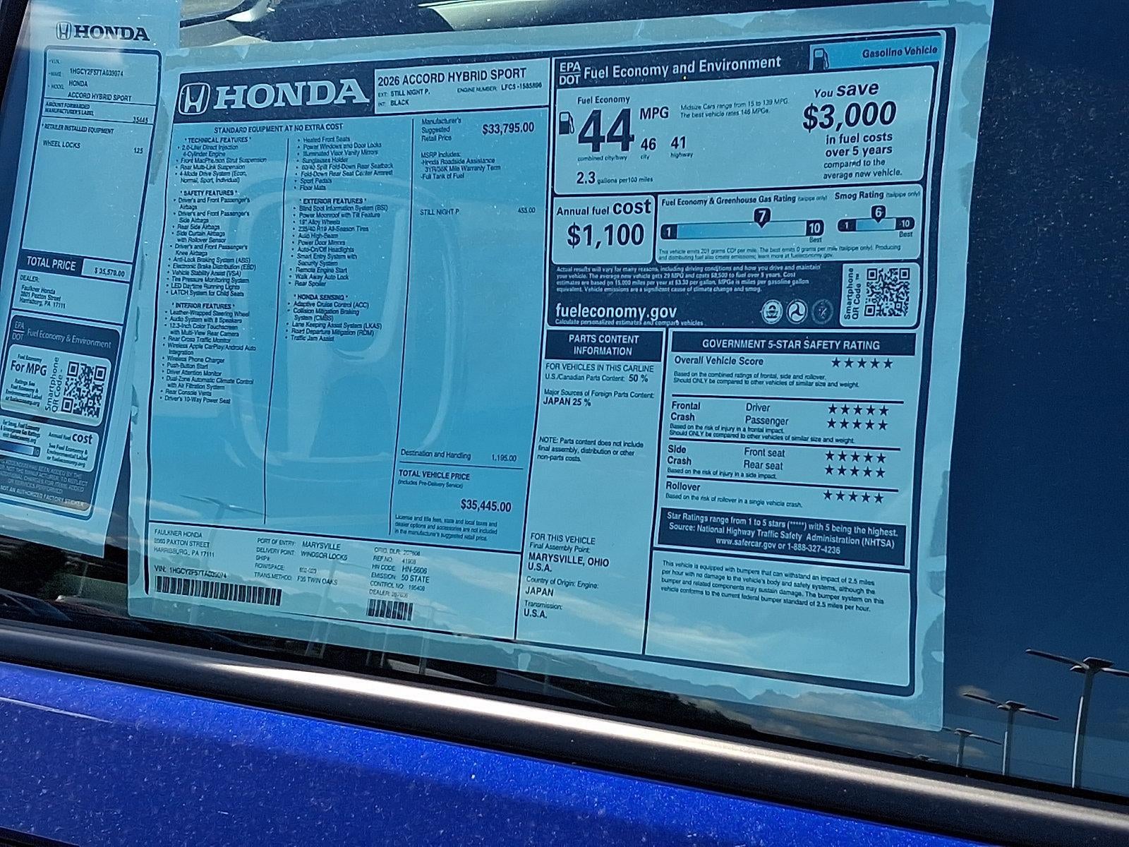 2026 Honda Accord Hybrid Sport Sedan