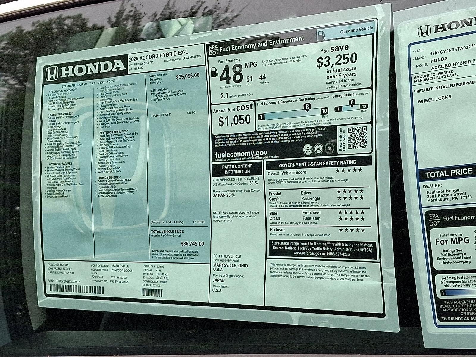 2026 Honda Accord Hybrid EX-L Sedan