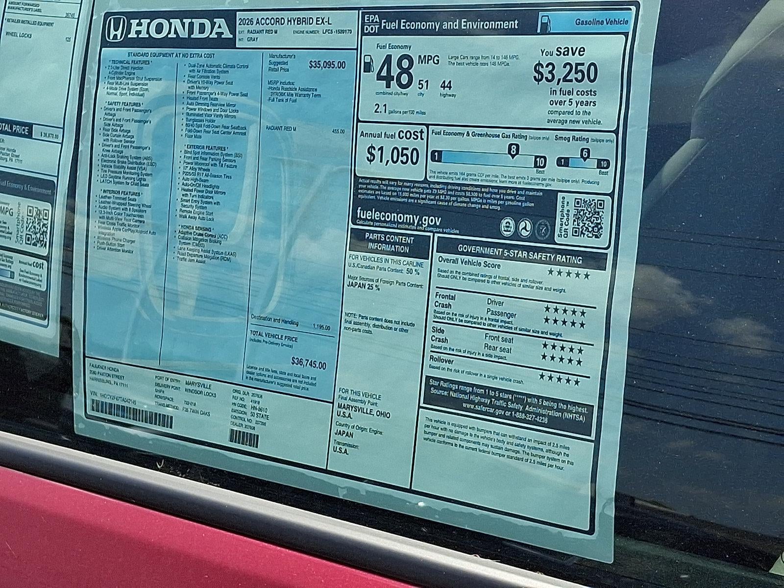 2026 Honda Accord Hybrid EX-L Sedan
