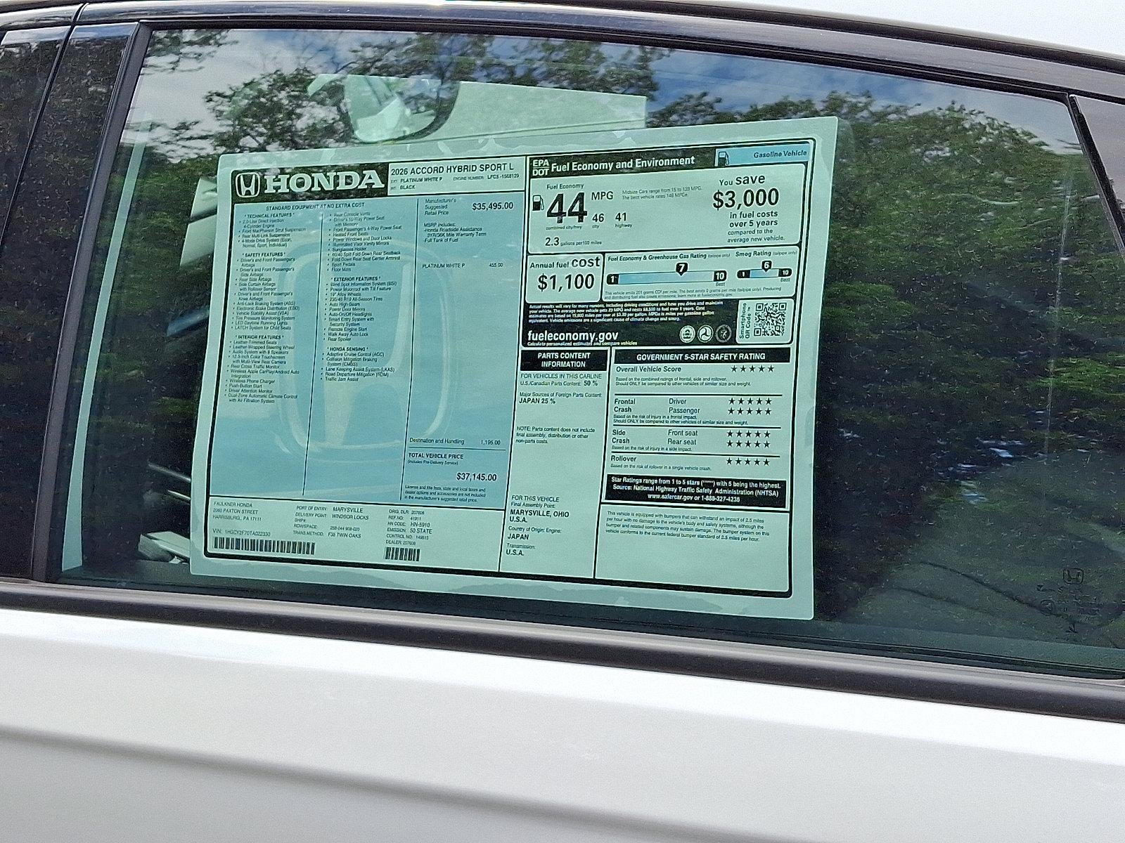 2026 Honda Accord Hybrid Sport-L Sedan