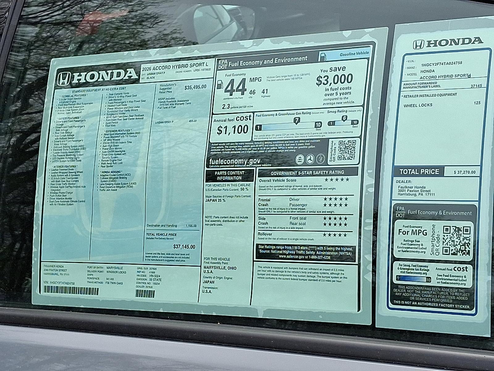 2026 Honda Accord Hybrid Sport-L Sedan