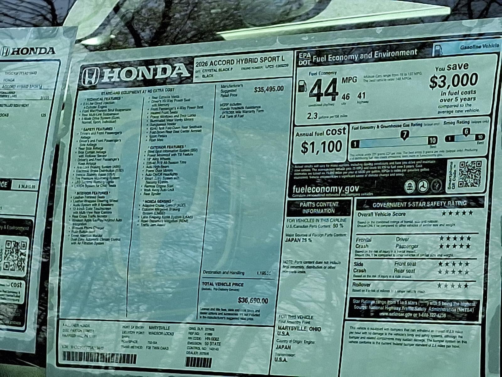 2026 Honda Accord Hybrid Sport-L Sedan