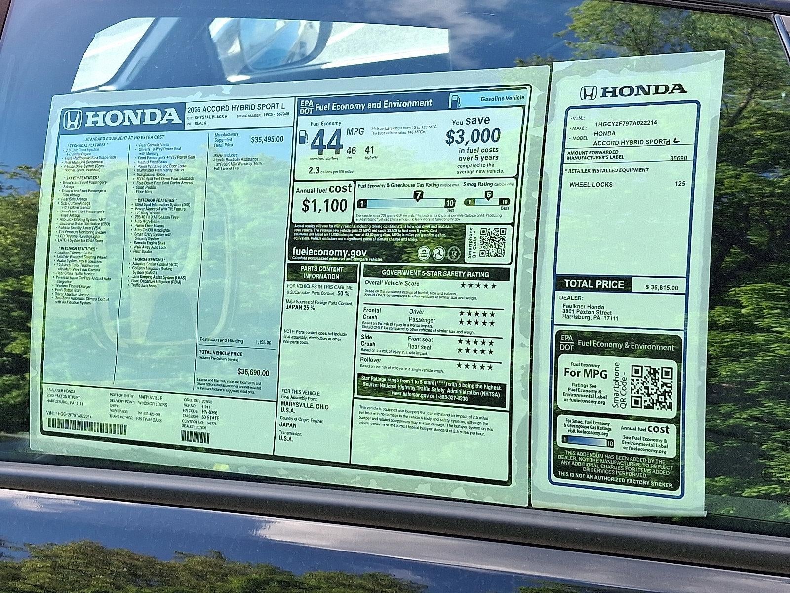 2026 Honda Accord Hybrid Sport-L Sedan