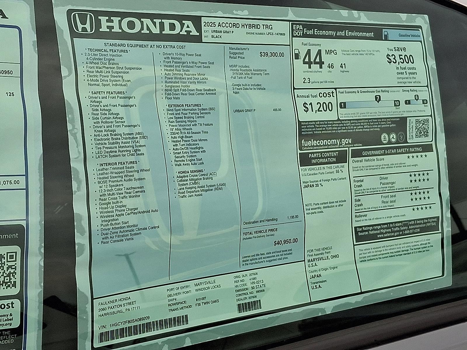 2025 Honda Accord Hybrid Touring Sedan