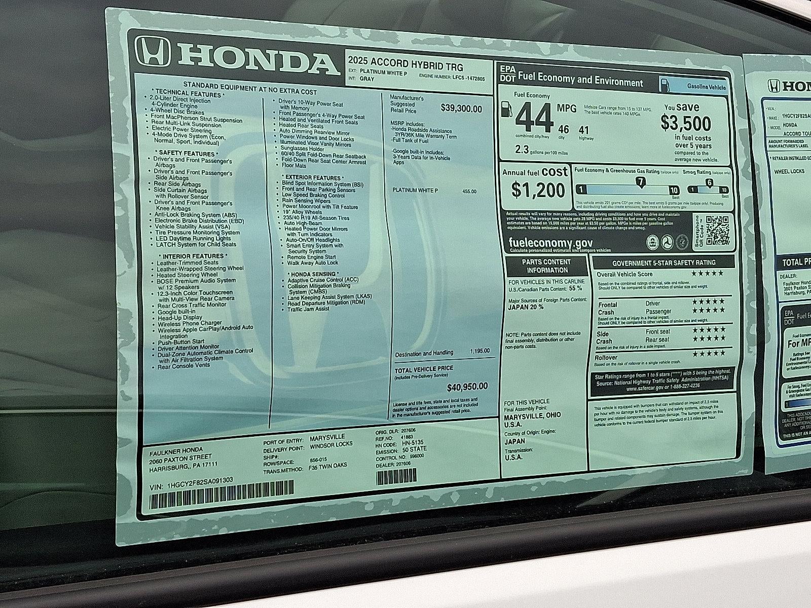 2025 Honda Accord Hybrid Touring Sedan