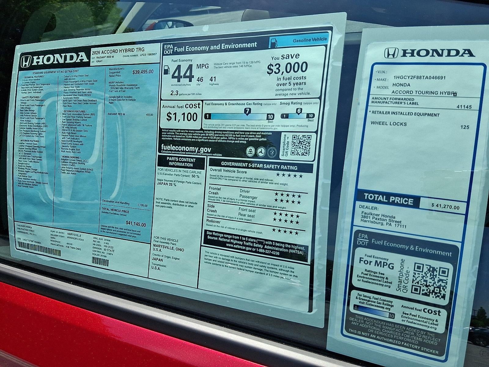 2026 Honda Accord Hybrid Touring Sedan
