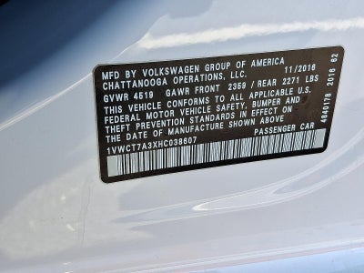 2017 Volkswagen Passat 1.8T SEL Premium Auto