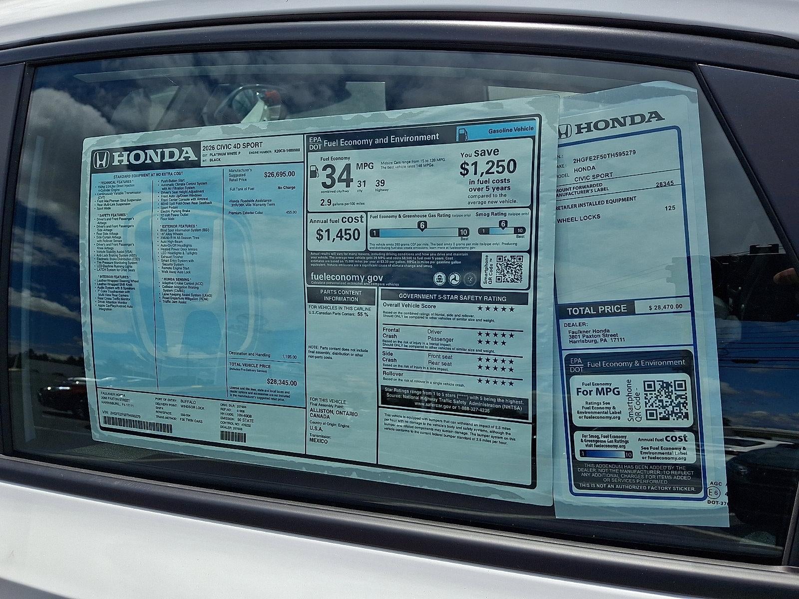 2026 Honda Civic Sedan Sport CVT