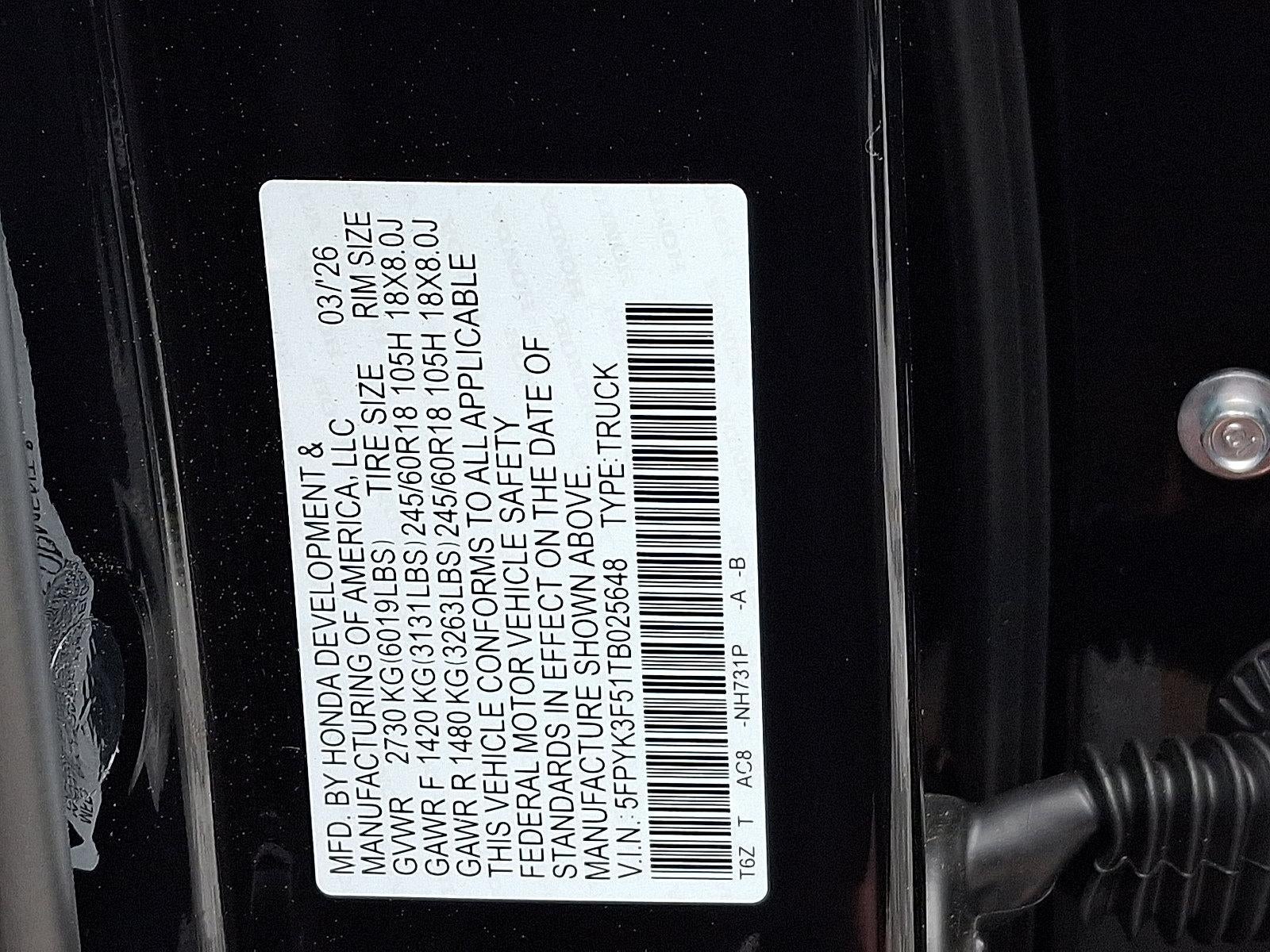 2026 Honda Ridgeline RTL AWD