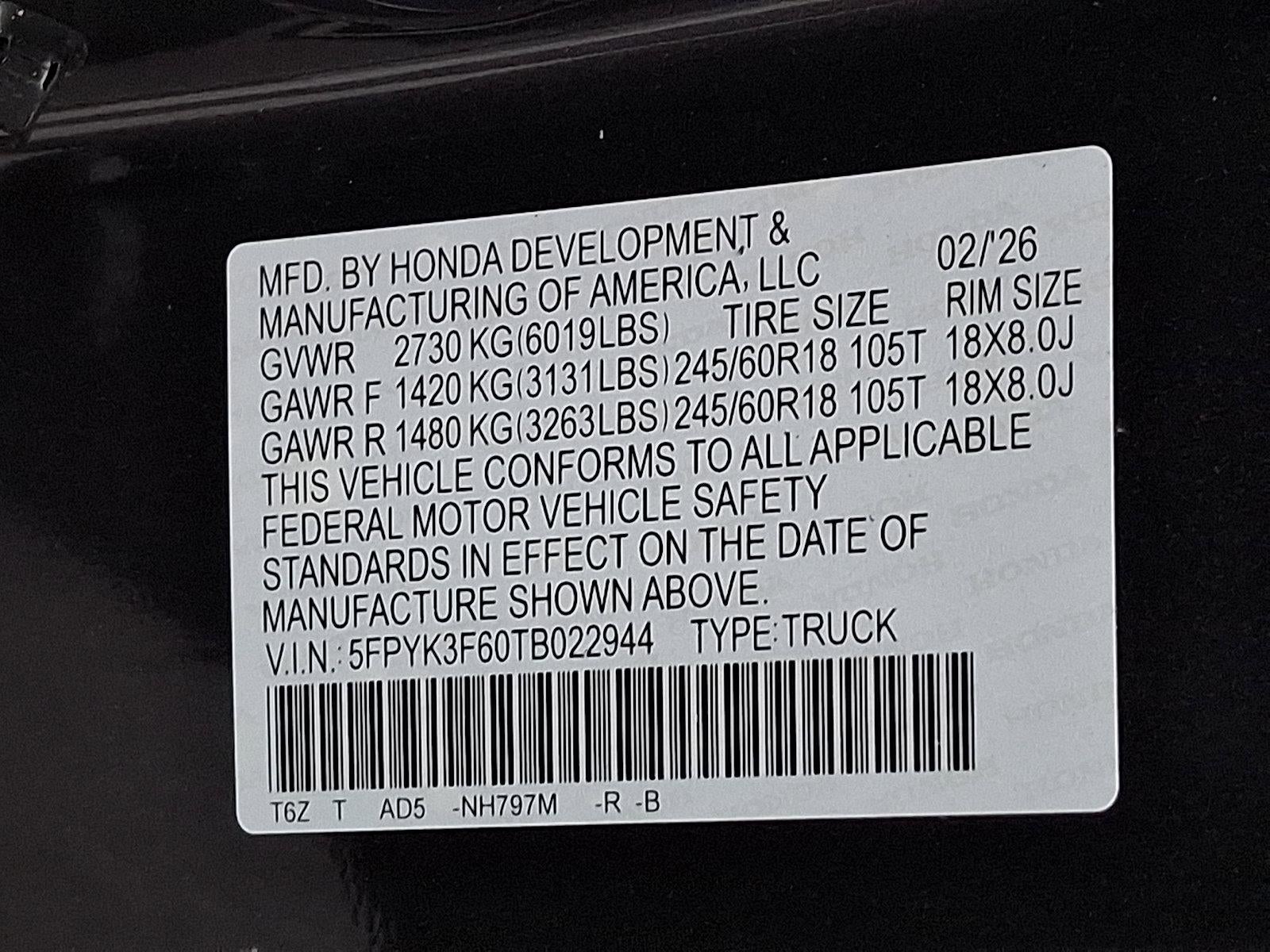 2026 Honda Ridgeline TrailSport AWD