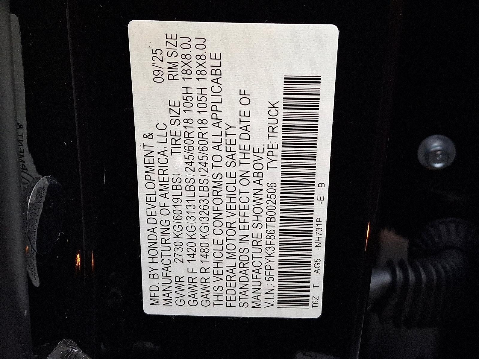 2026 Honda Ridgeline Black Edition AWD