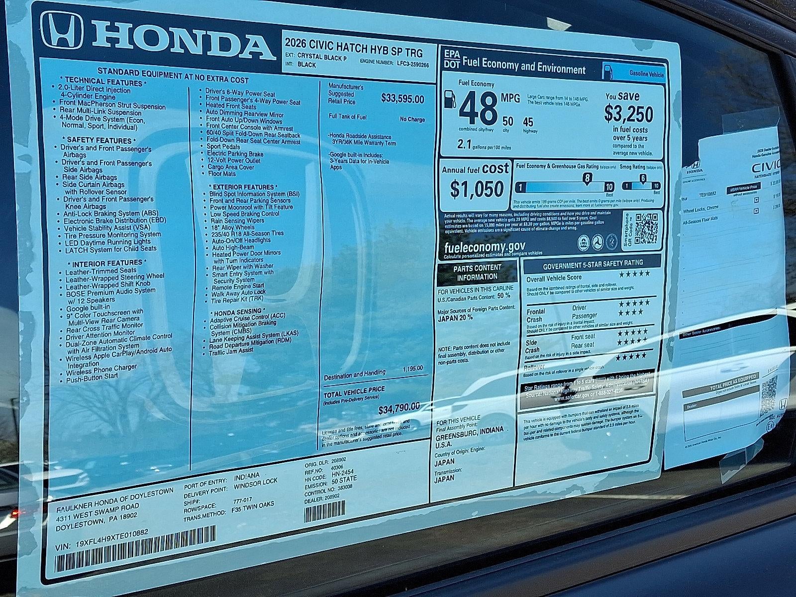 2026 Honda Civic Hatchback Hybrid Sport Touring CVT