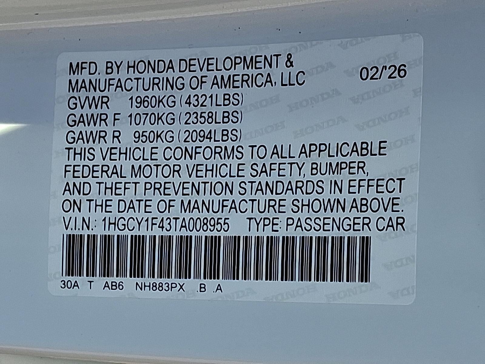 2026 Honda Accord Sedan SE CVT