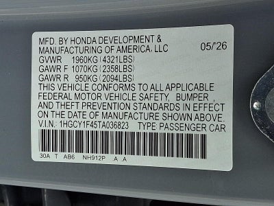 2026 Honda Accord Sedan SE CVT