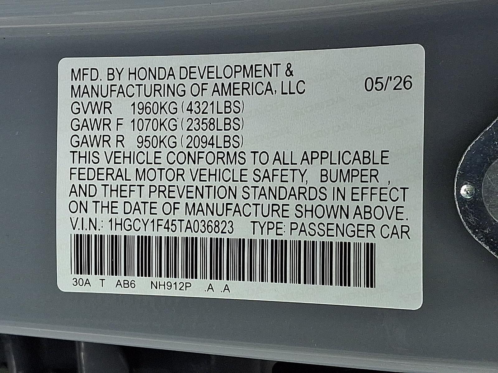 2026 Honda Accord Sedan SE CVT