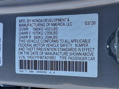 2026 Honda Accord Sedan SE CVT