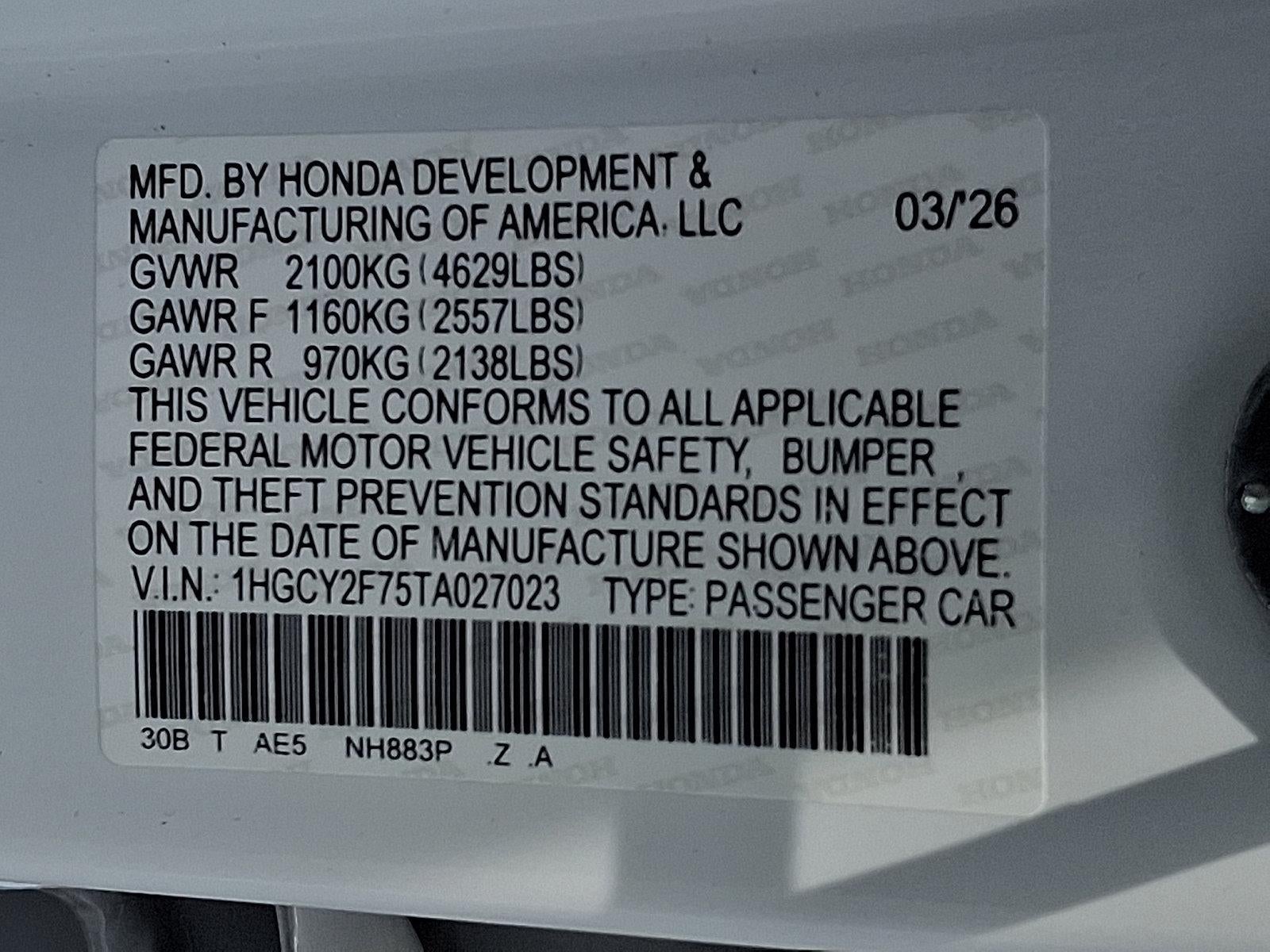 2026 Honda Accord Hybrid Sport-L Sedan