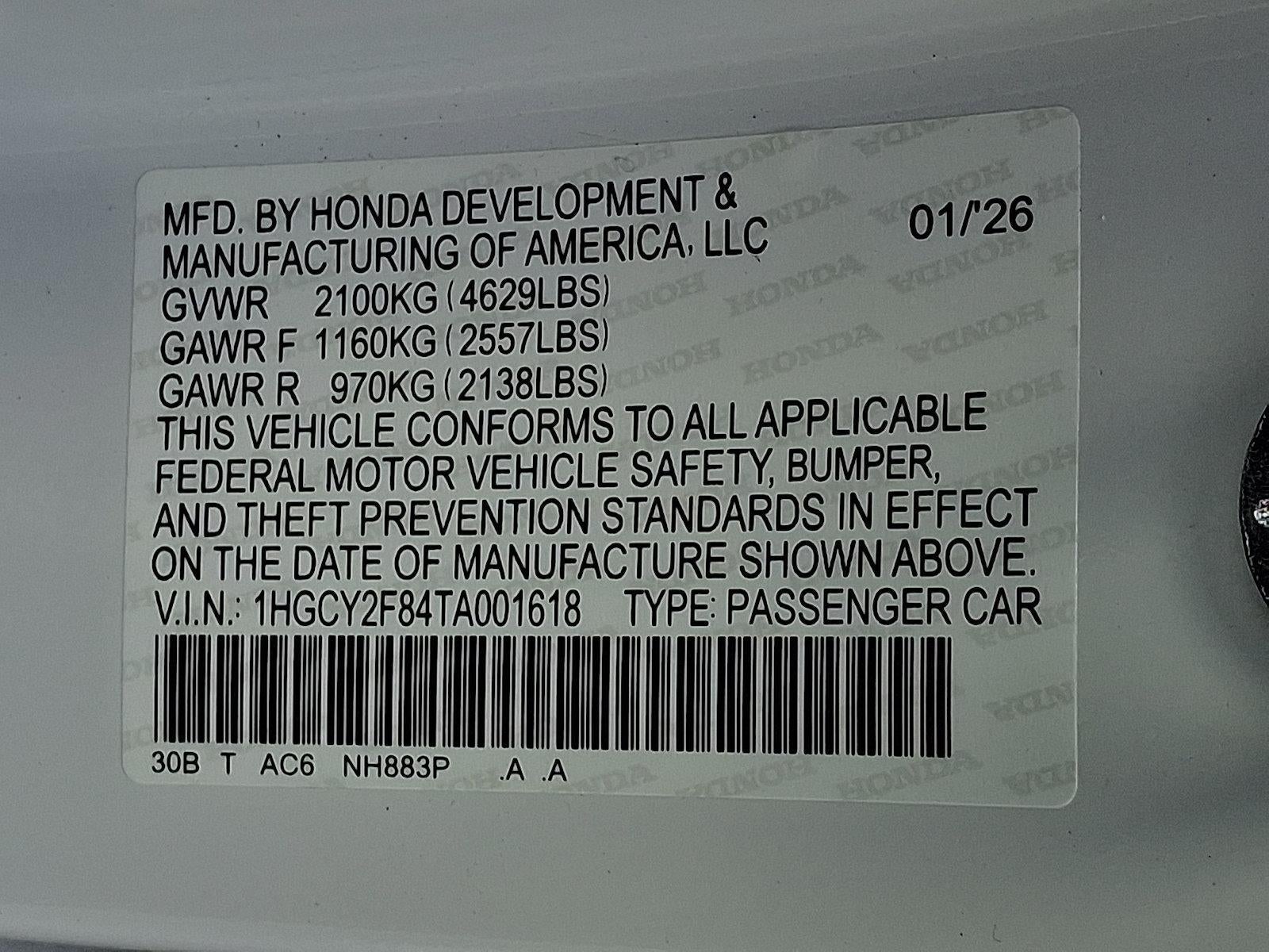2026 Honda Accord Hybrid Touring Sedan