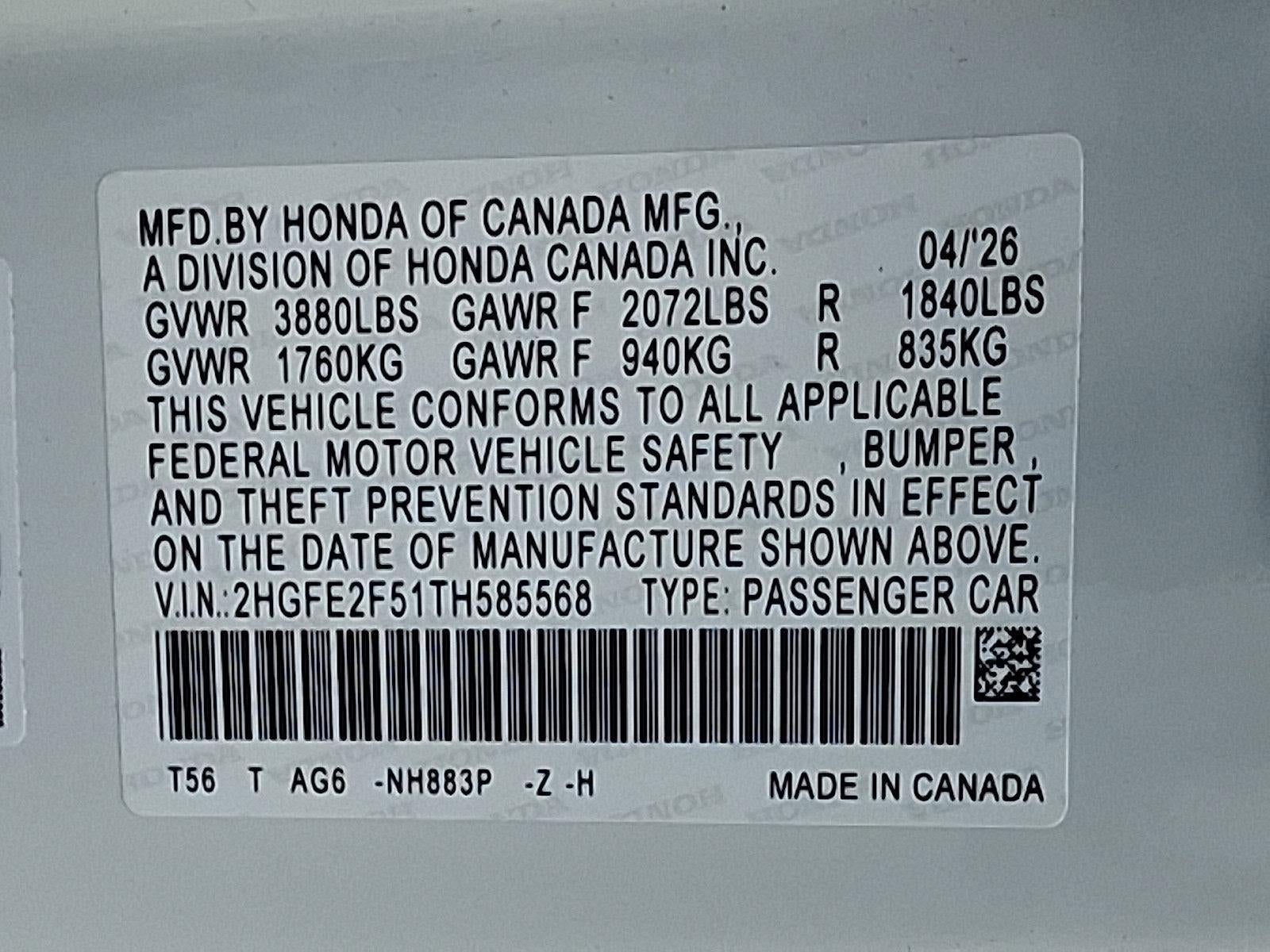 2026 Honda Civic Sedan Sport CVT