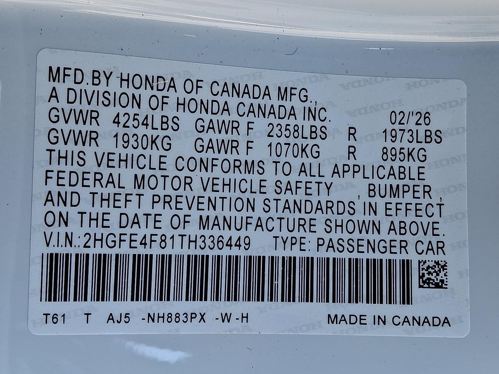 2026 Honda Civic Sedan Hybrid Sport Touring CVT