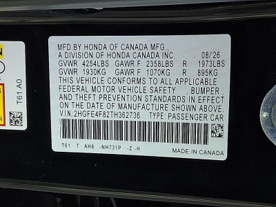 2026 Honda Civic Sedan Hybrid Sport CVT