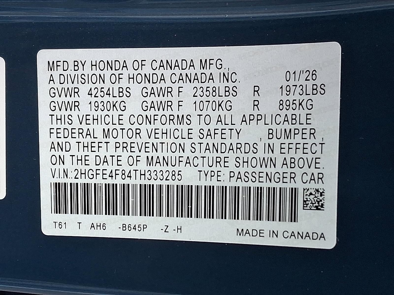 2026 Honda Civic Sedan Hybrid Sport CVT