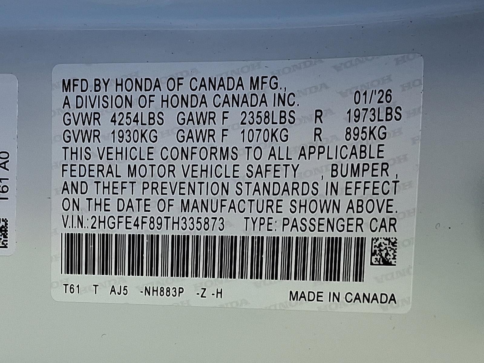 2026 Honda Civic Sedan Hybrid Sport Touring CVT