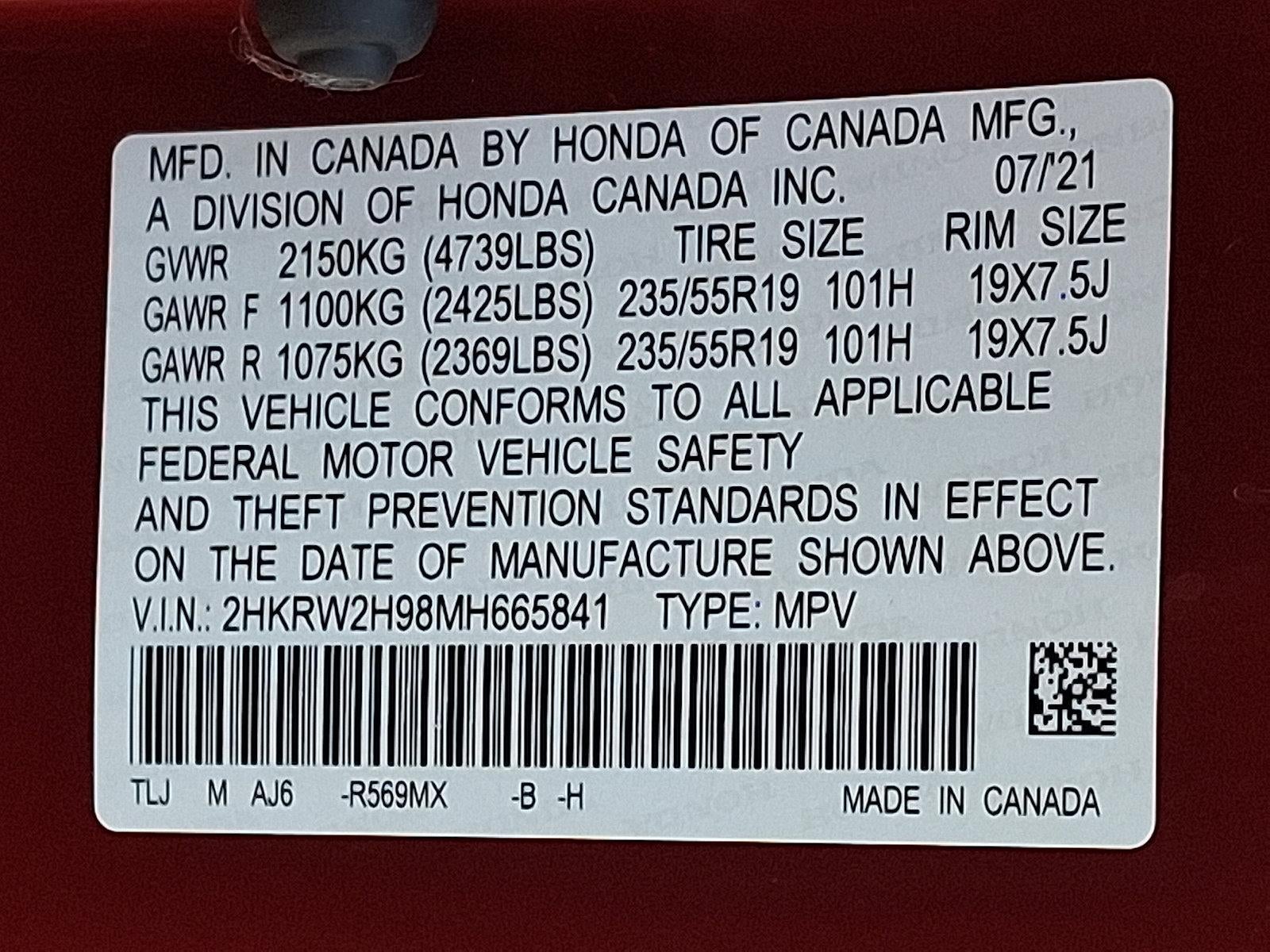 2021 Honda CR-V Touring AWD