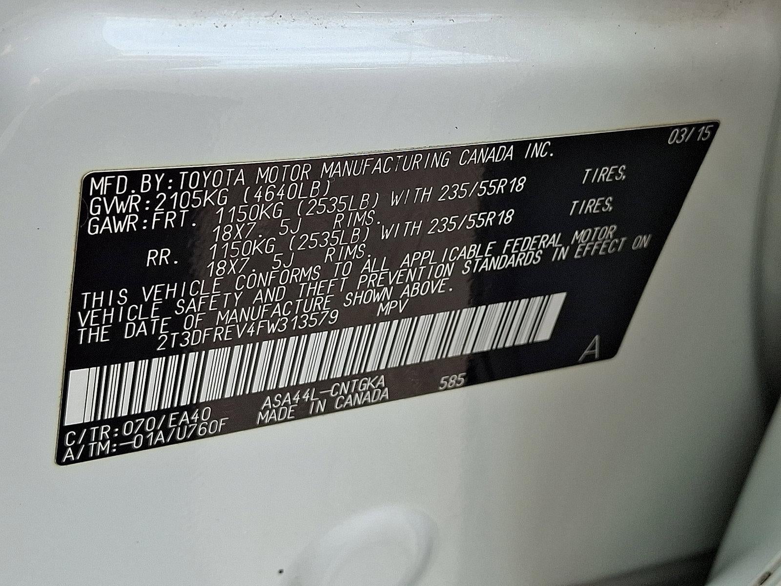 2015 Toyota RAV4 AWD 4dr Limited (GS)