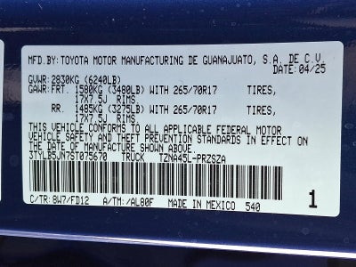 2025 Toyota Tacoma 4WD 4WD TRD Sport Double Cab 5' Bed MT (Natl)