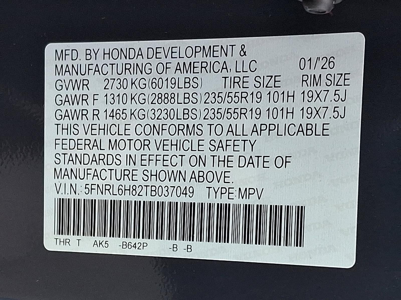 2026 Honda Odyssey Touring Auto