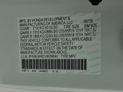 2027 Honda Odyssey Touring Auto
