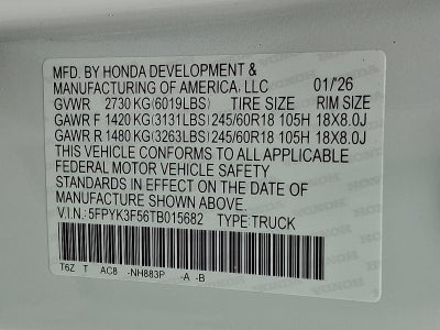 2026 Honda Ridgeline RTL AWD