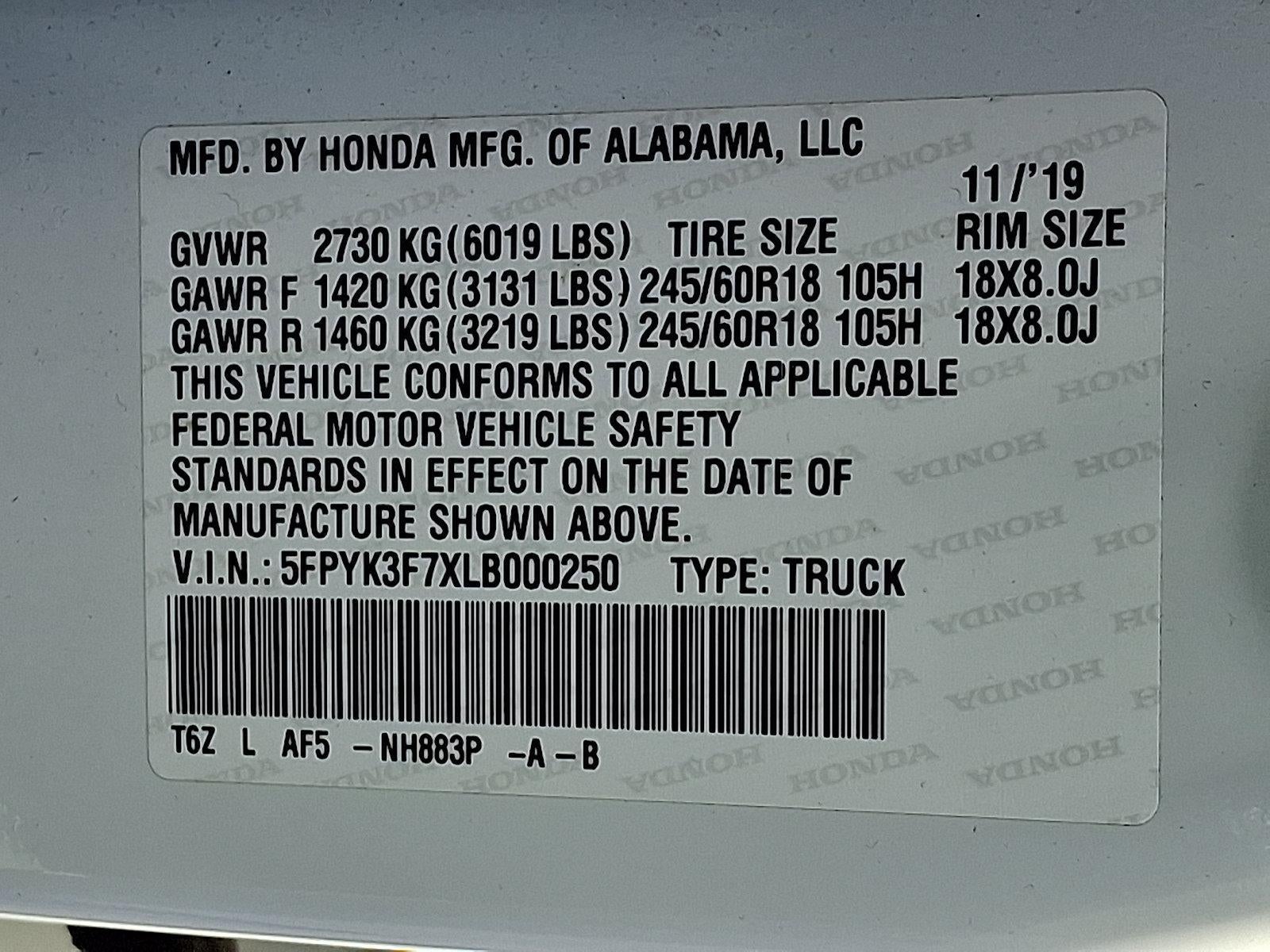 2020 Honda Ridgeline RTL-E AWD