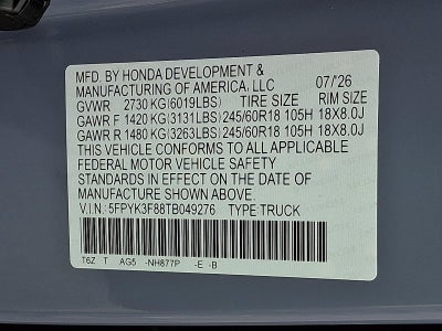 2026 Honda Ridgeline Black Edition AWD
