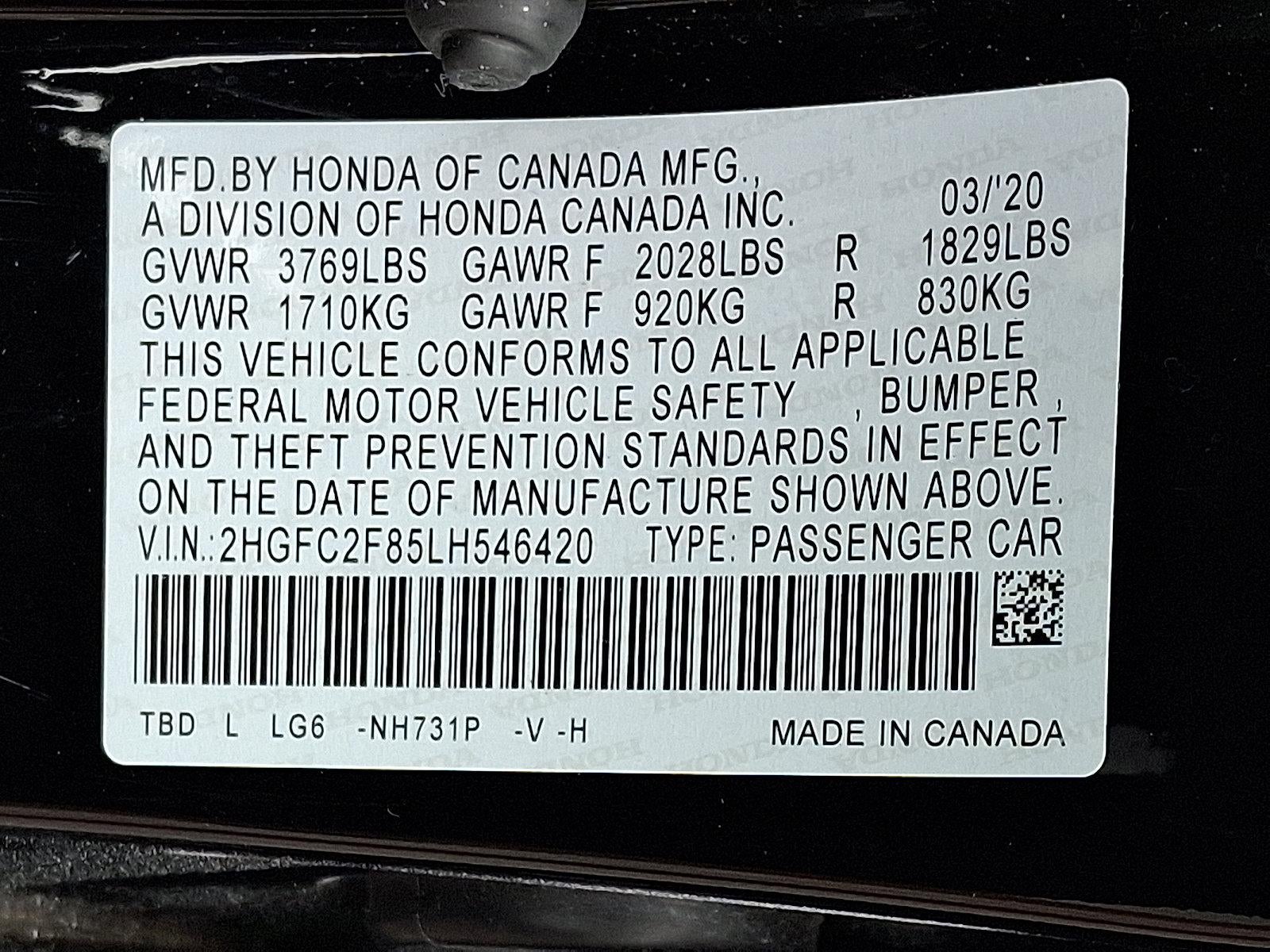 2020 Honda Civic Sedan Sport CVT