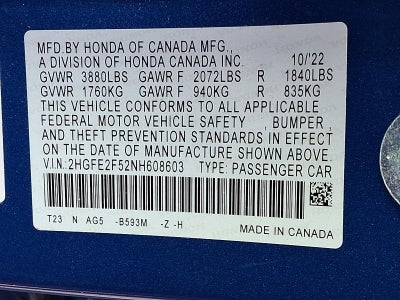 2022 Honda Civic Sedan Sport CVT