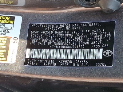 2019 Toyota Camry Hybrid LE CVT (Natl)